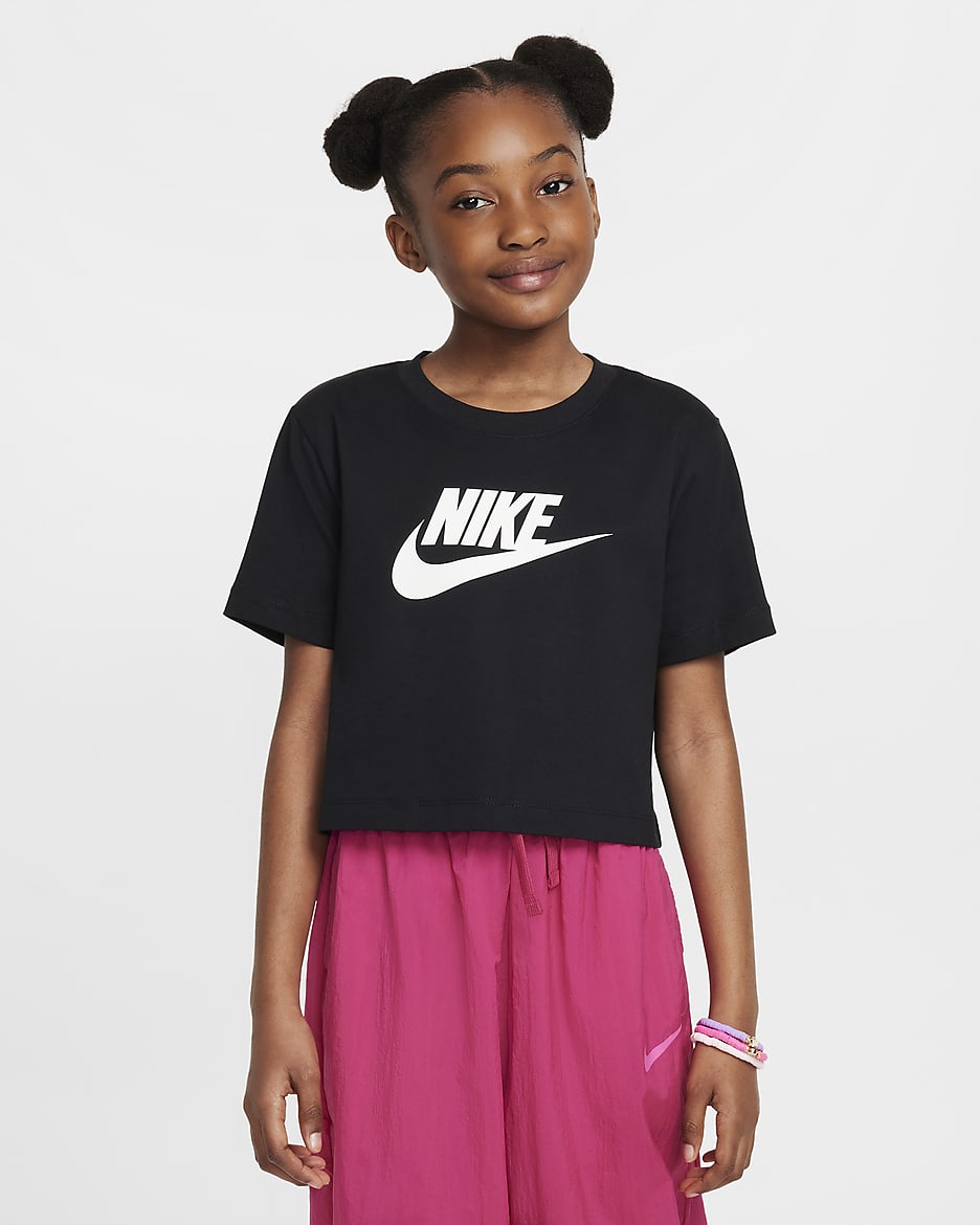 Nike Sportswear Big Kids Girls Cropped T Shirt. Nike